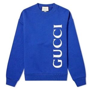 Gucci Large Logo Round Neck Sports Royal blue
